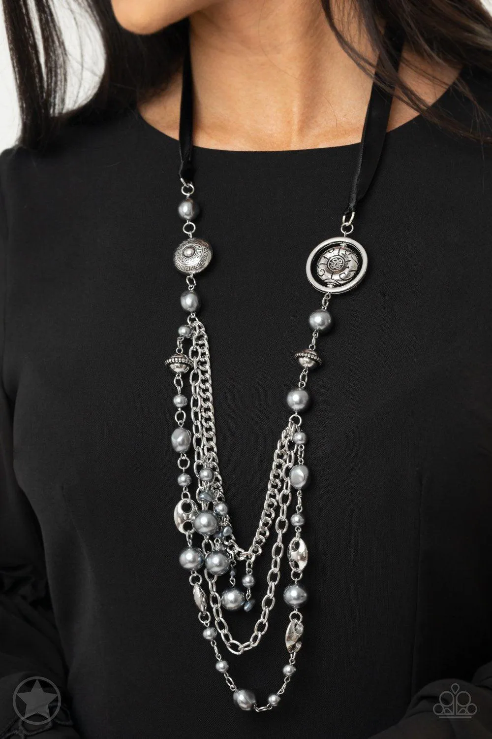 All The Trimmings Black Ribbon Necklace - Paparazzi Accessories