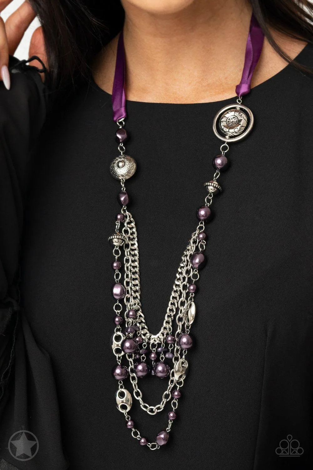 All The Trimmings Purple Ribbon Necklace - Paparazzi Accessories
