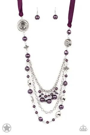 All The Trimmings Purple Ribbon Necklace - Paparazzi Accessories