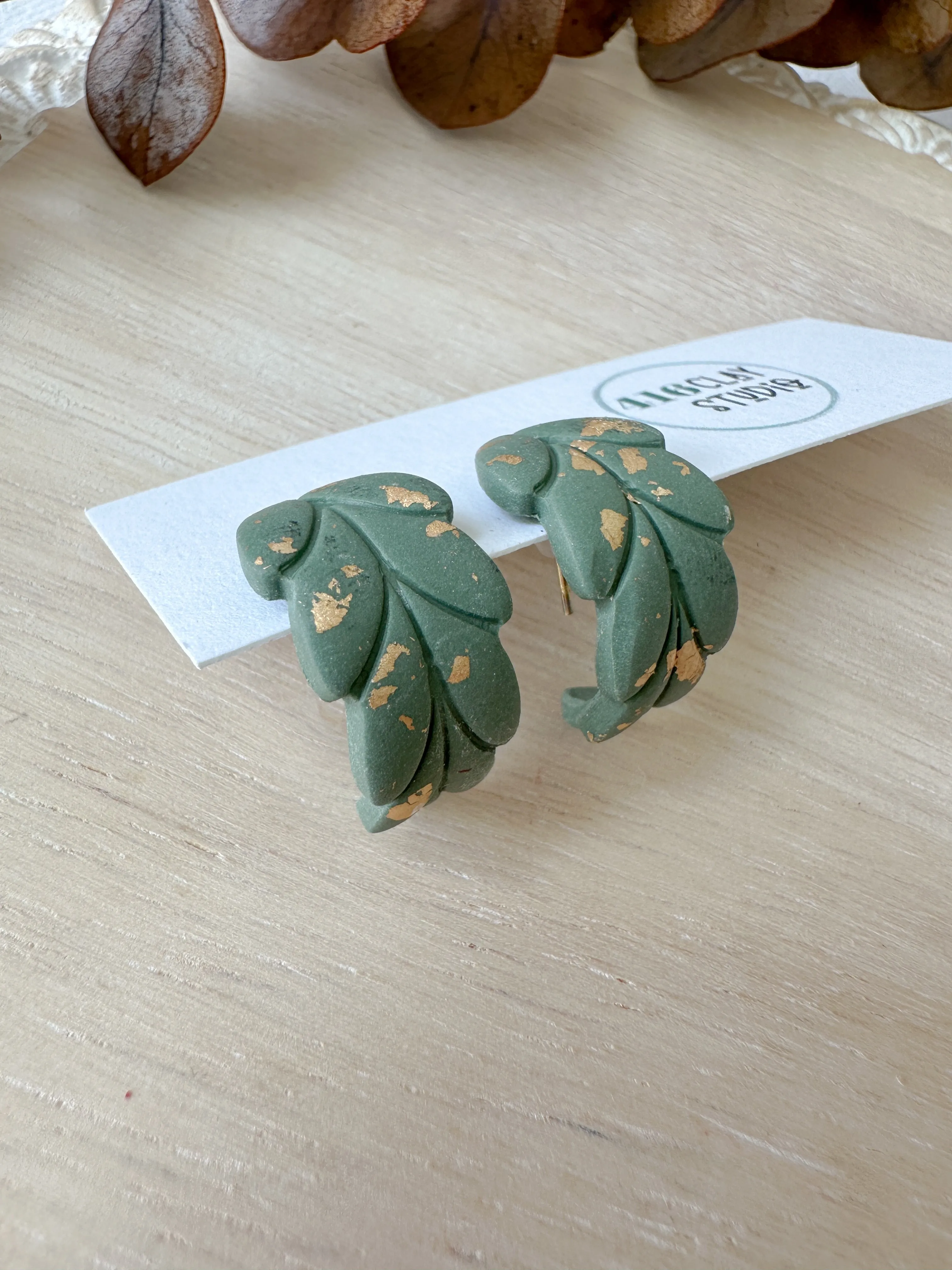 Autumn Leaf Huggie Earrings