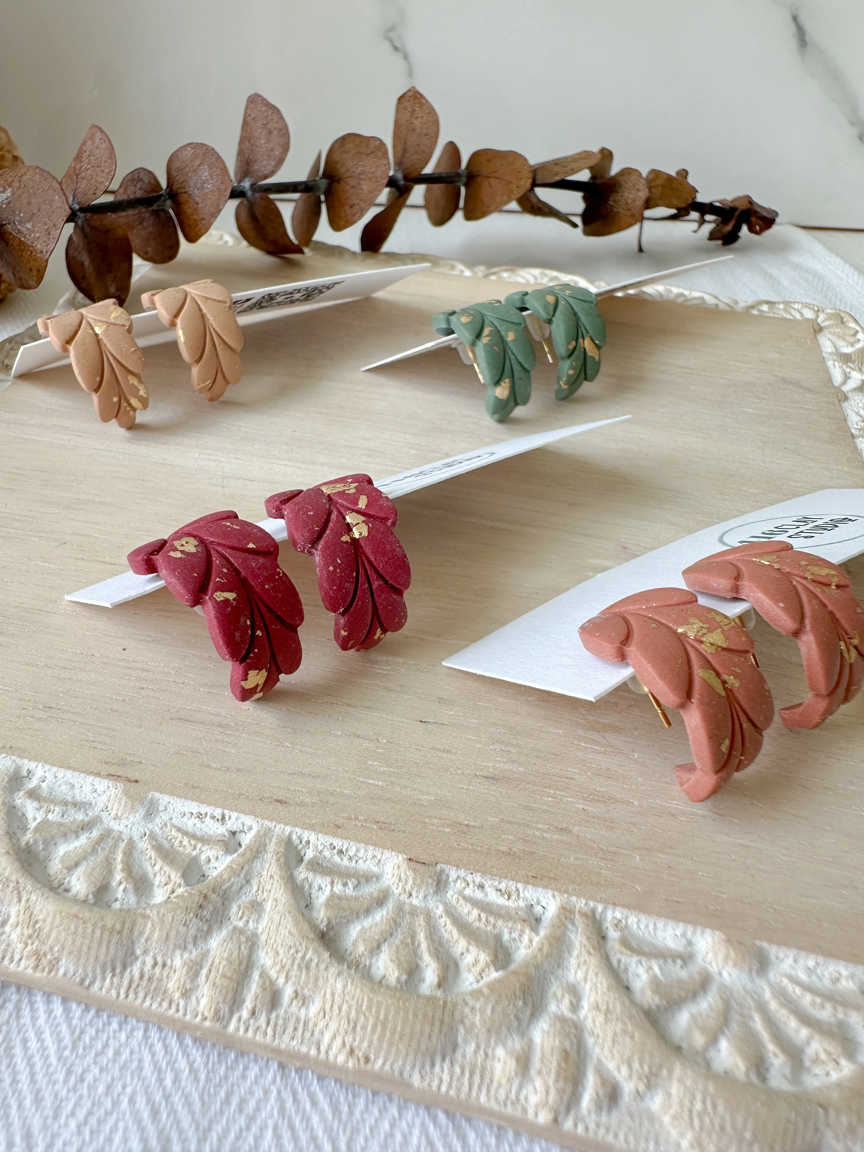 Autumn Leaf Huggie Earrings