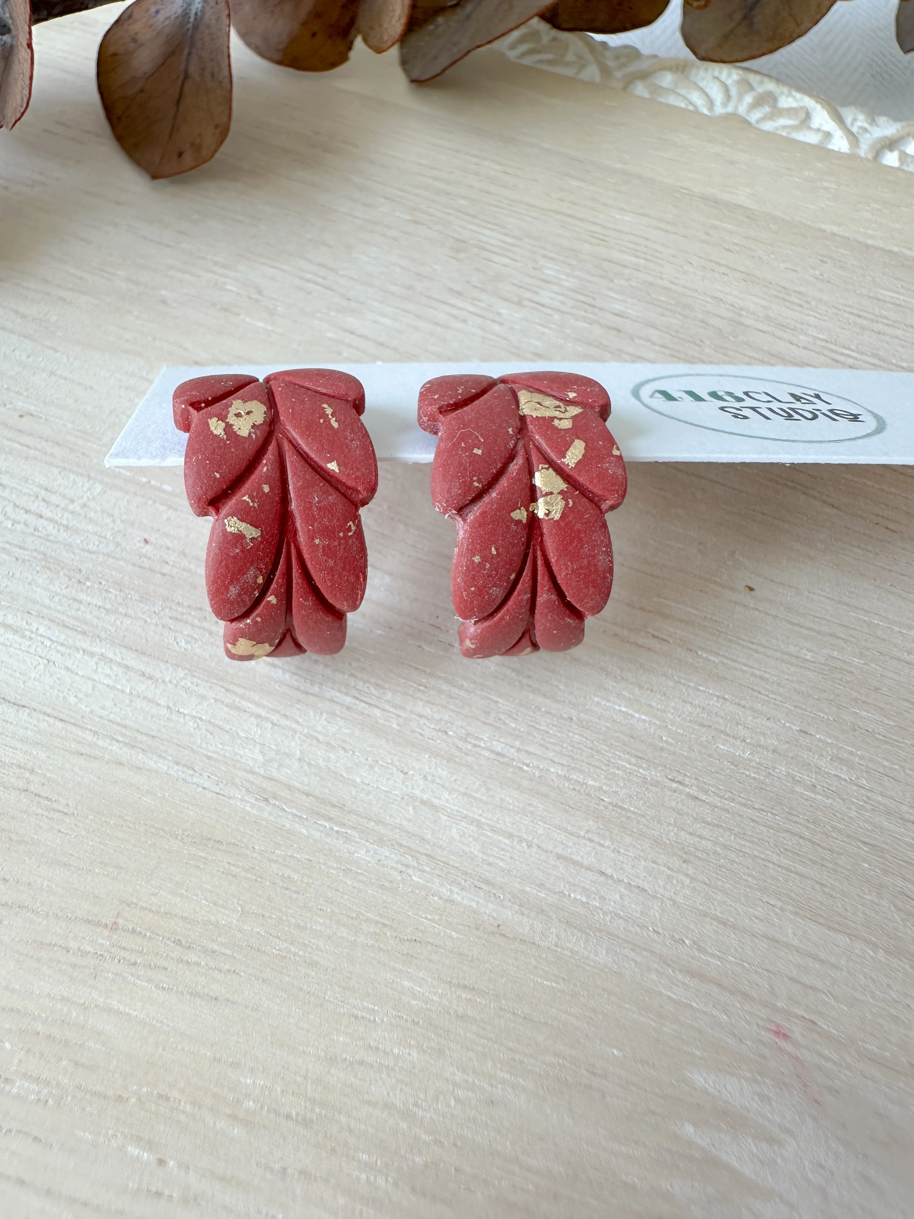 Autumn Leaf Huggie Earrings