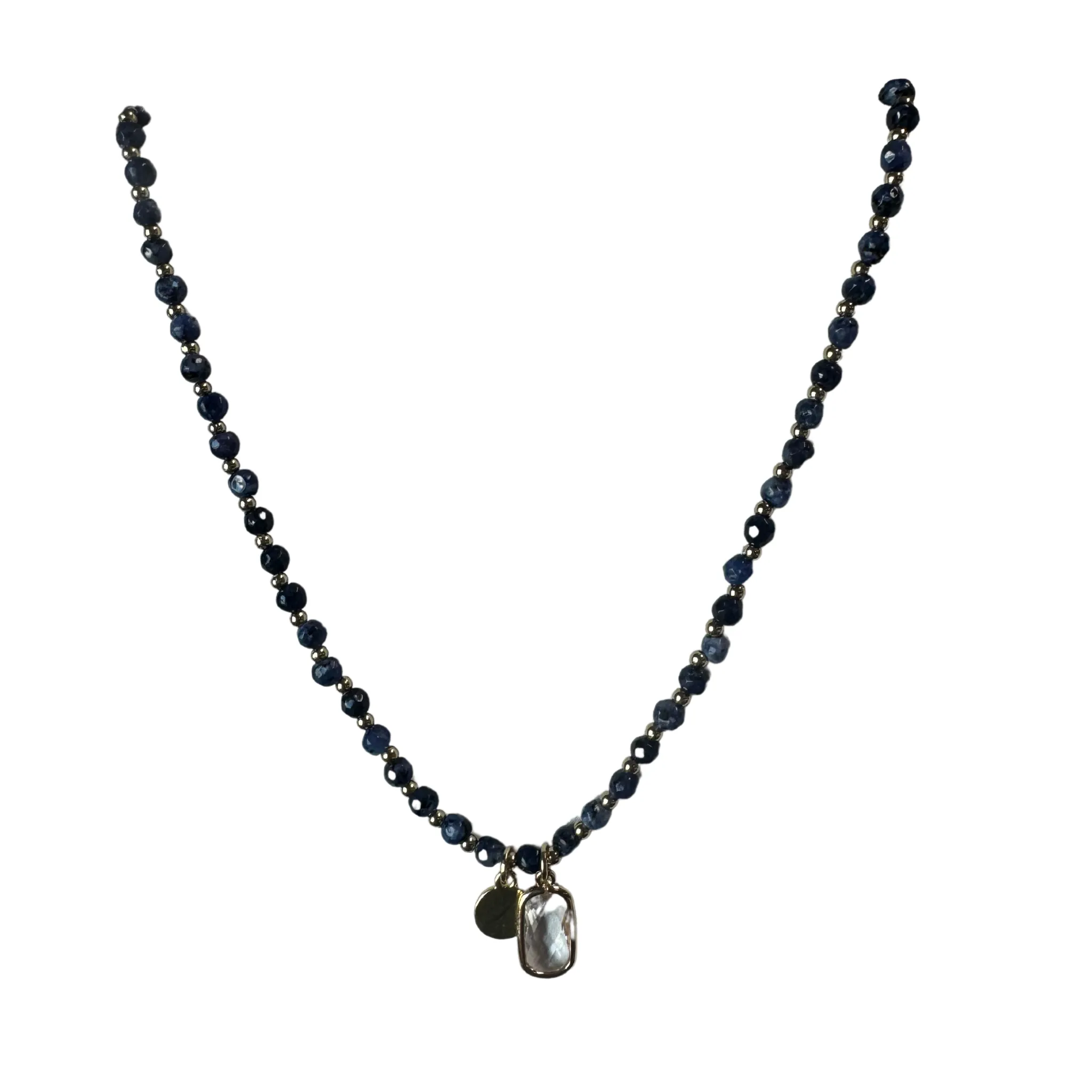 Beaded Necklace with Clear Pendant