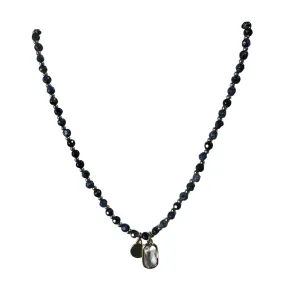 Beaded Necklace with Clear Pendant
