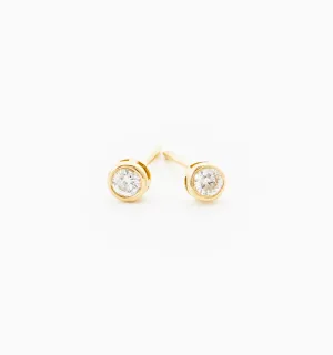Bezel Diamond Stud Earrings