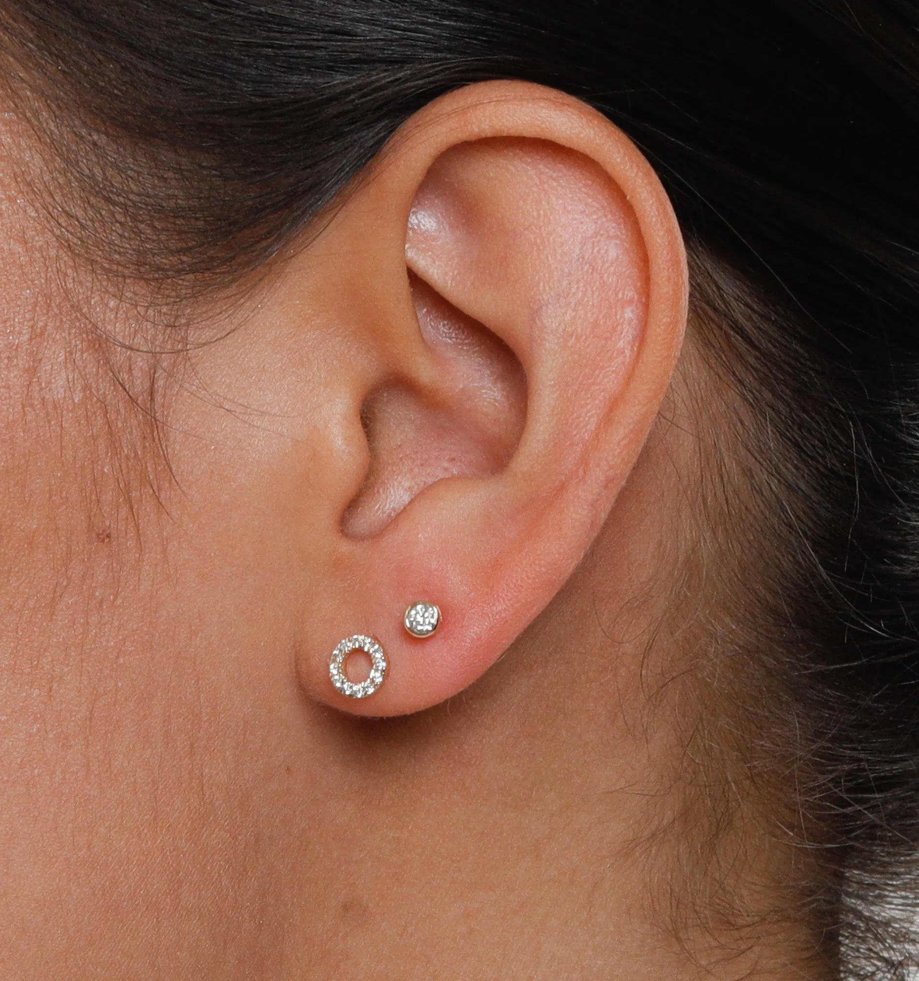 Bezel Diamond Stud Earrings