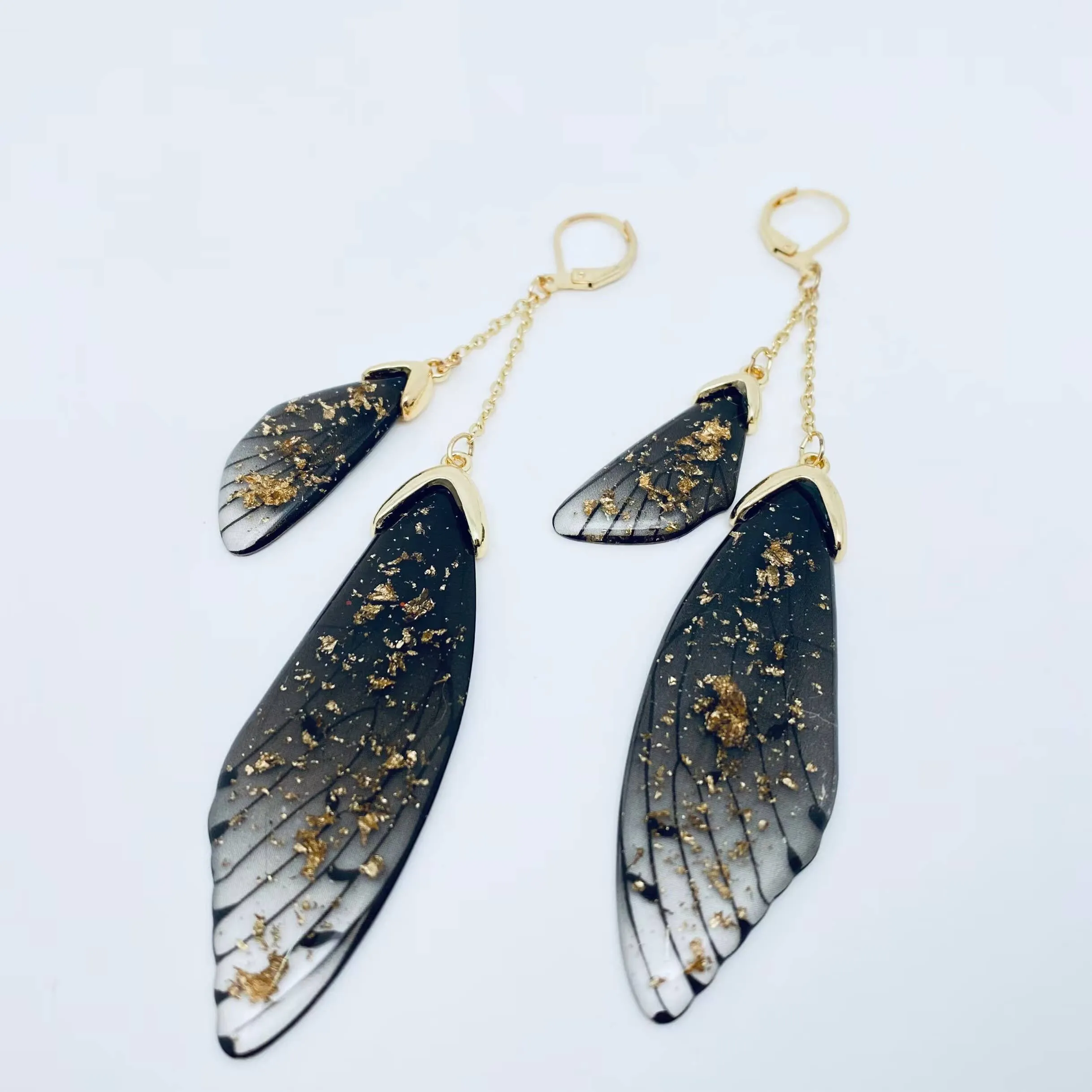 Butterfly Wings Ear Clip Gradient Color Cicada Wing Earrings