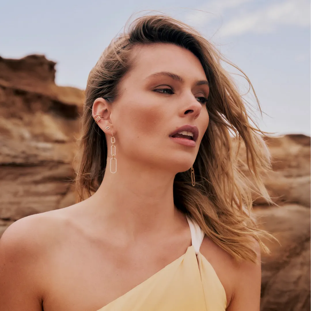 Capri Dreaming® Paperclip Diamond Drop Earrings | 18K Yellow Gold