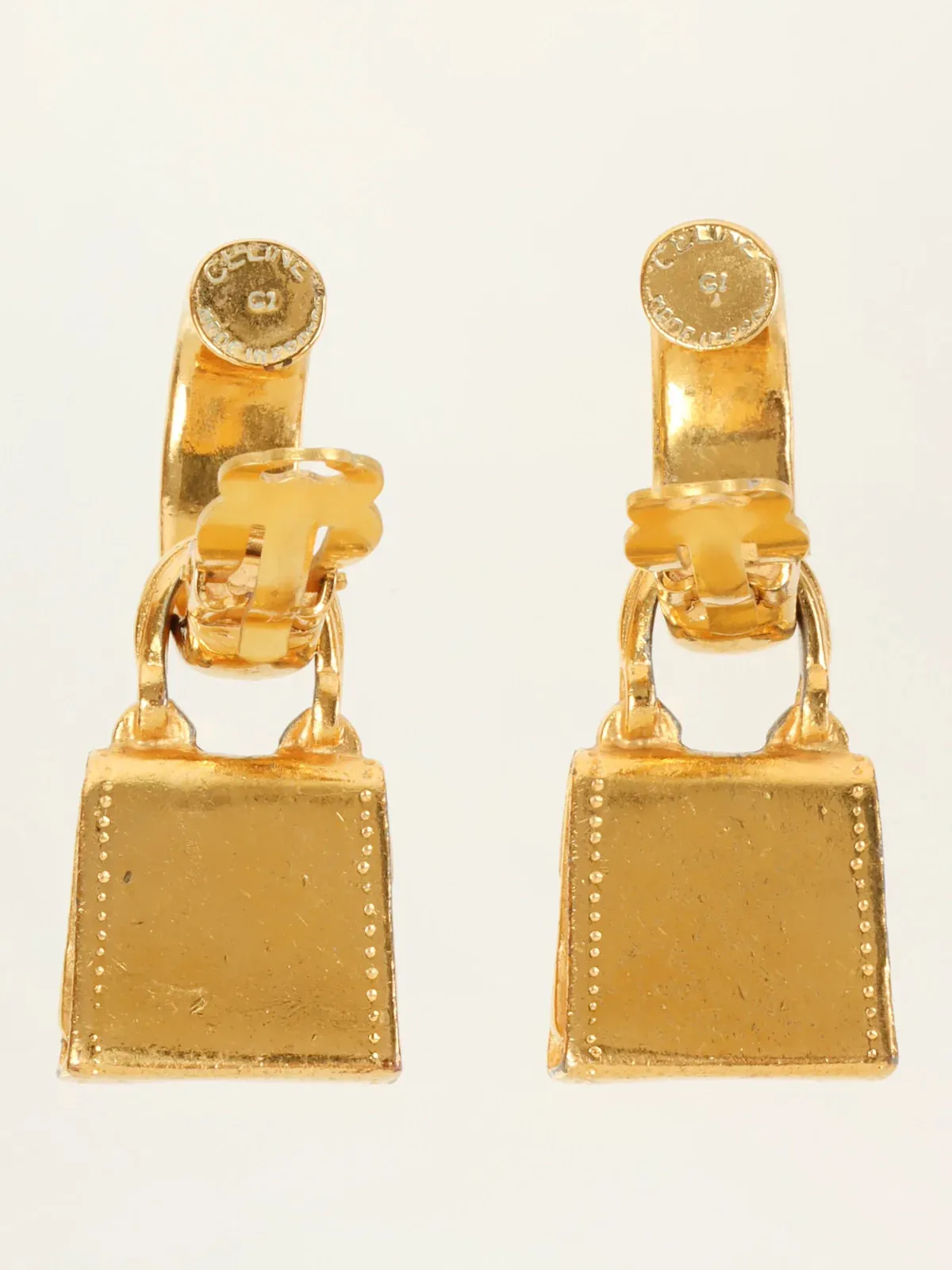 CELINE Bag Motif Swing Earrings Gold