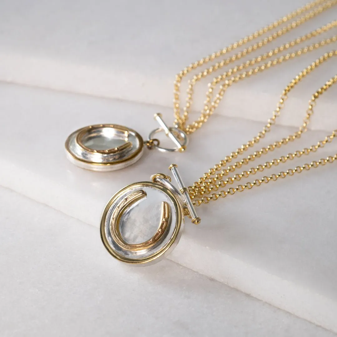 Cody - Chunky Rope Chain and T-Bar Horseshoe 14K Gold Necklace