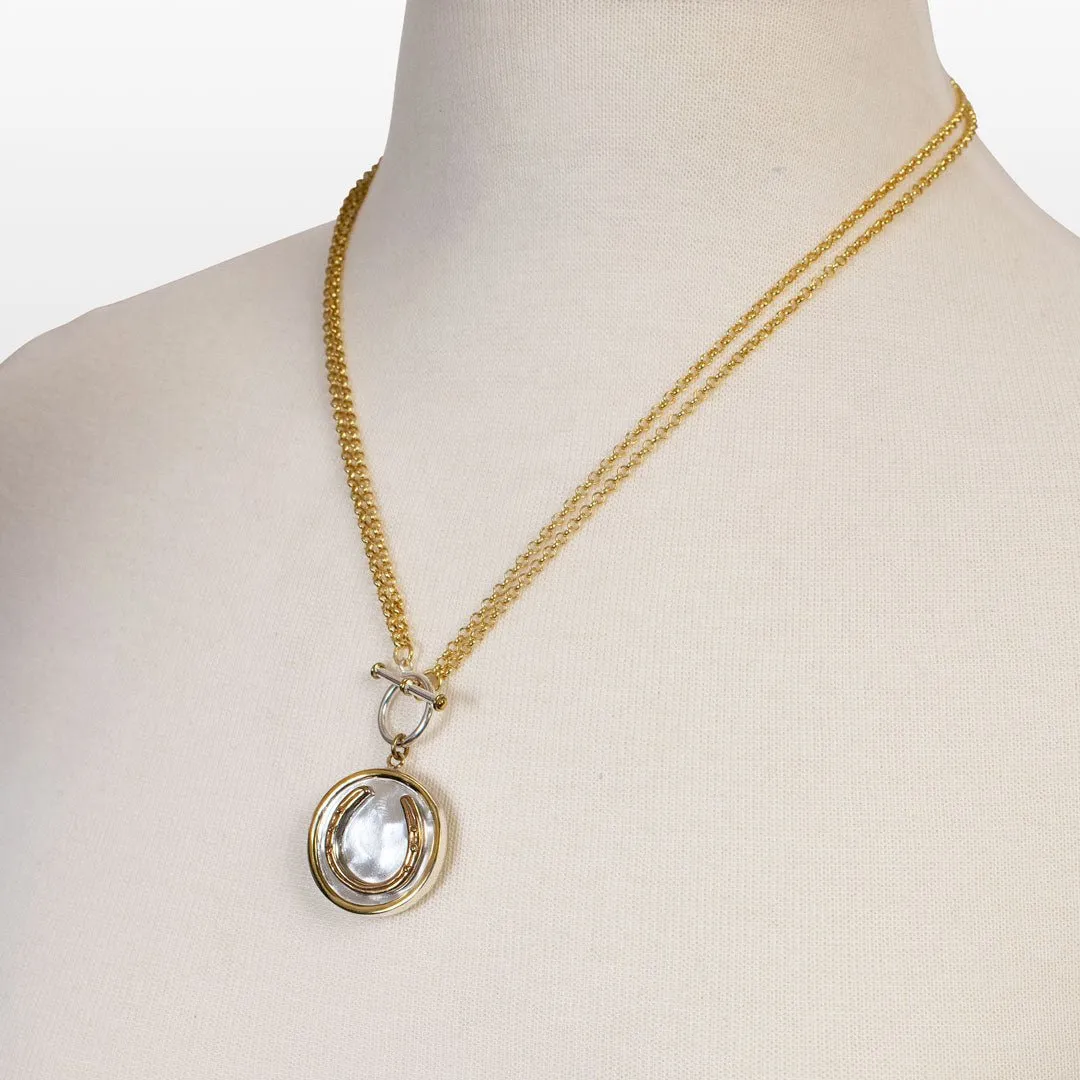 Cody - Chunky Rope Chain and T-Bar Horseshoe 14K Gold Necklace