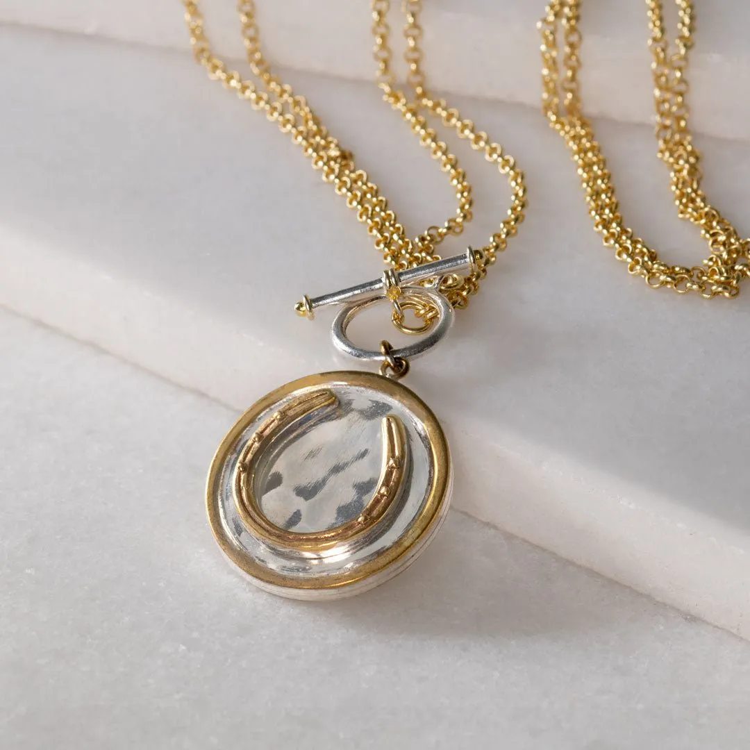Cody - Chunky Rope Chain and T-Bar Horseshoe 14K Gold Necklace