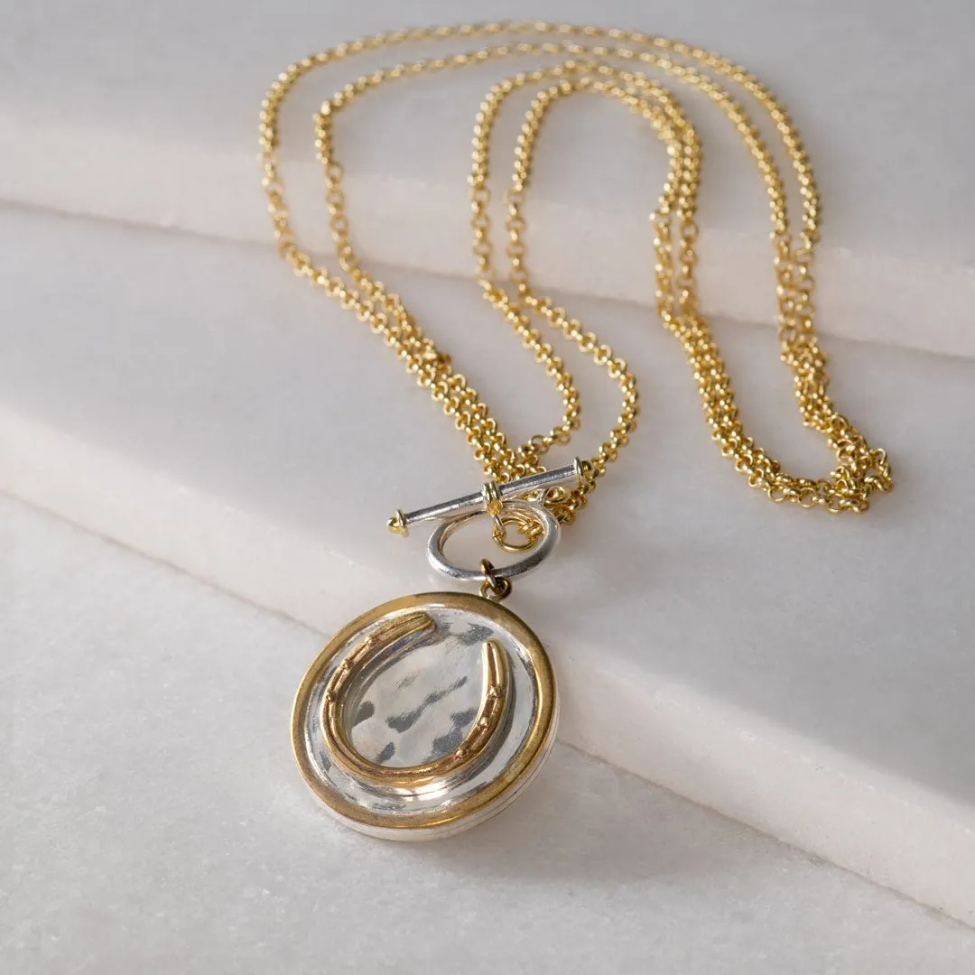 Cody - Chunky Rope Chain and T-Bar Horseshoe 14K Gold Necklace