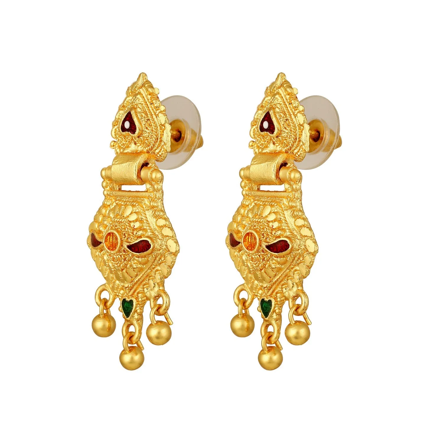 Colourful Peacock Shaped Meenakari Work Traditional Necklace Set