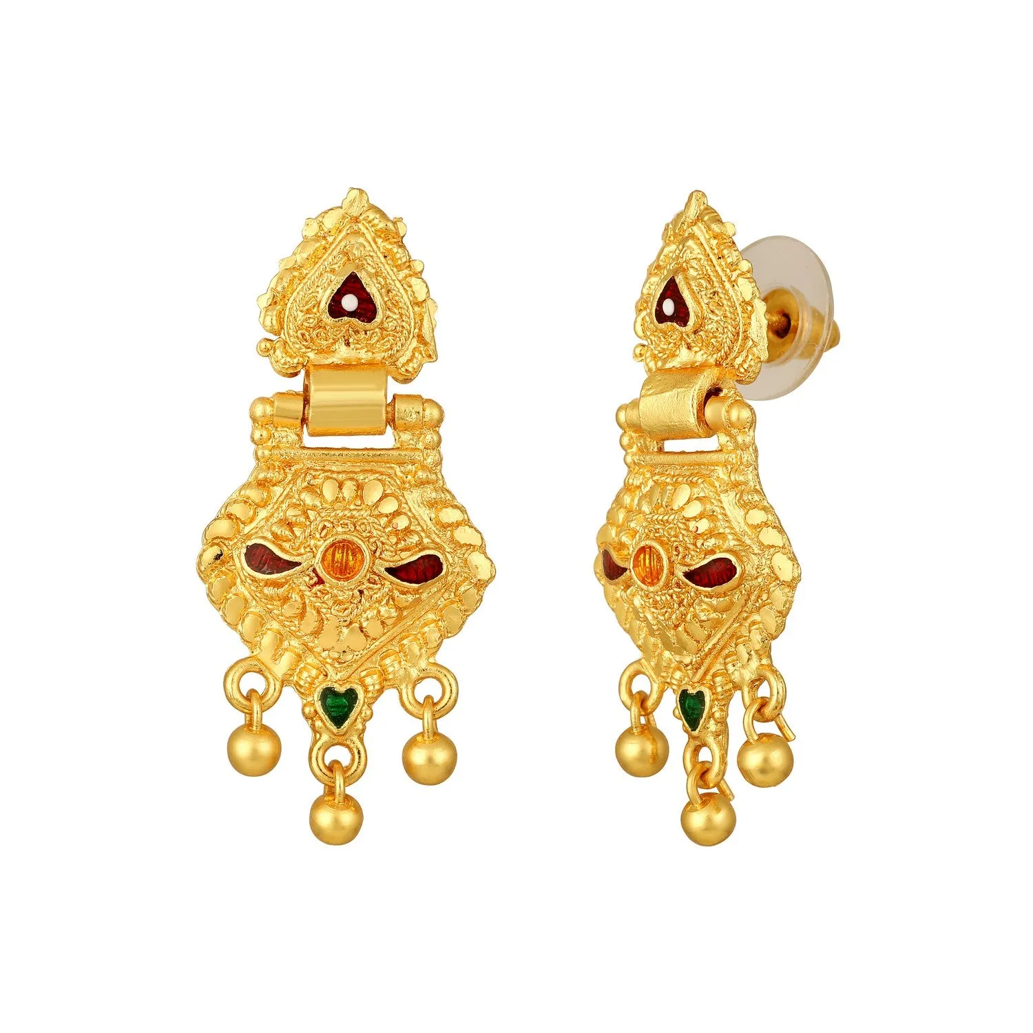 Colourful Peacock Shaped Meenakari Work Traditional Necklace Set