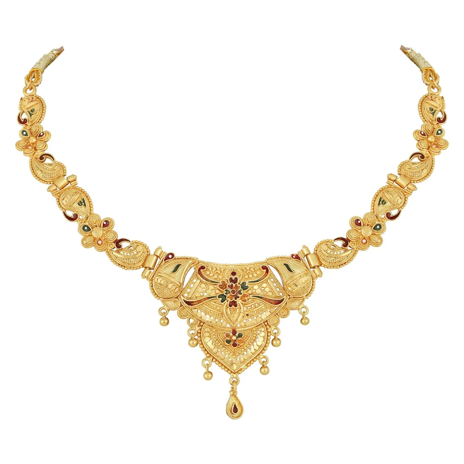 Colourful Peacock Shaped Meenakari Work Traditional Necklace Set
