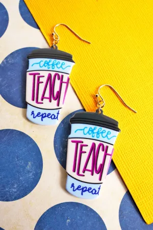 Crystal Avenue Coffee Teach Repeat Acrylic Earrings
