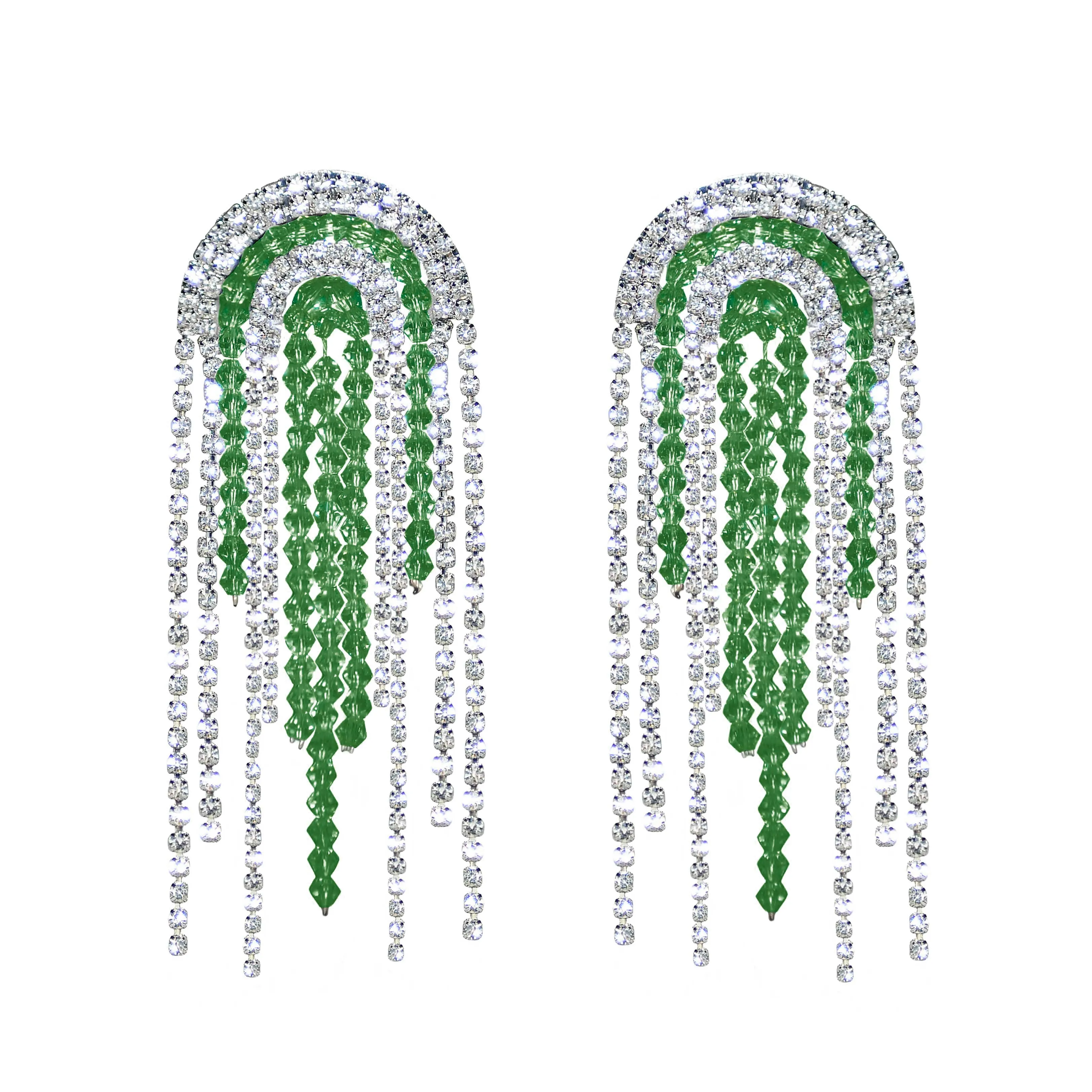 Crystal Emerald Rhinestone Statement Earrings