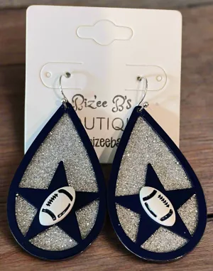 Dallas Cowboys Glitter Teardrop Earrings