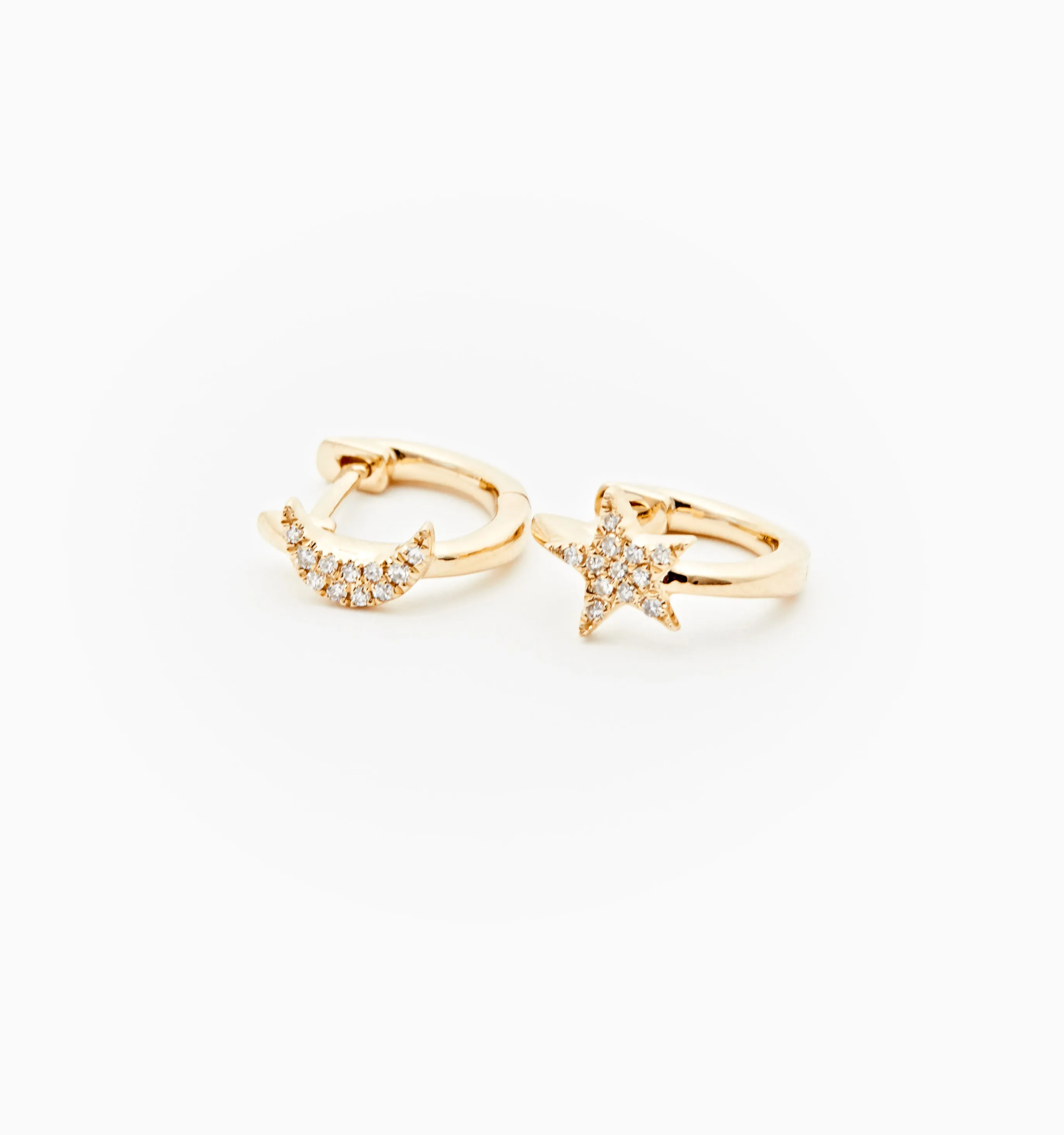 Diamond Moon And Star Earrings