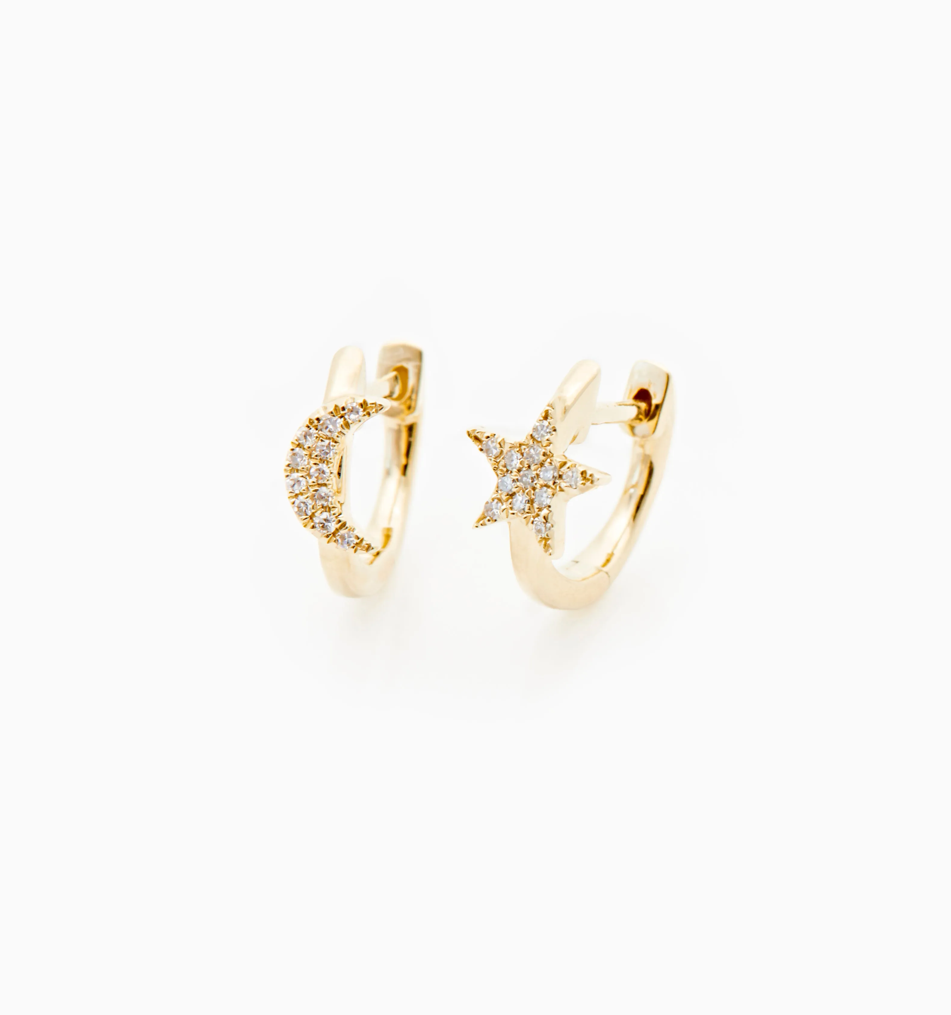 Diamond Moon And Star Earrings