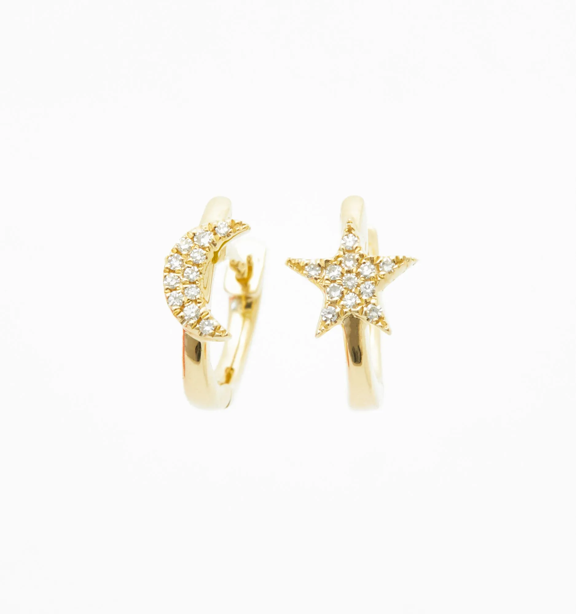 Diamond Moon And Star Earrings
