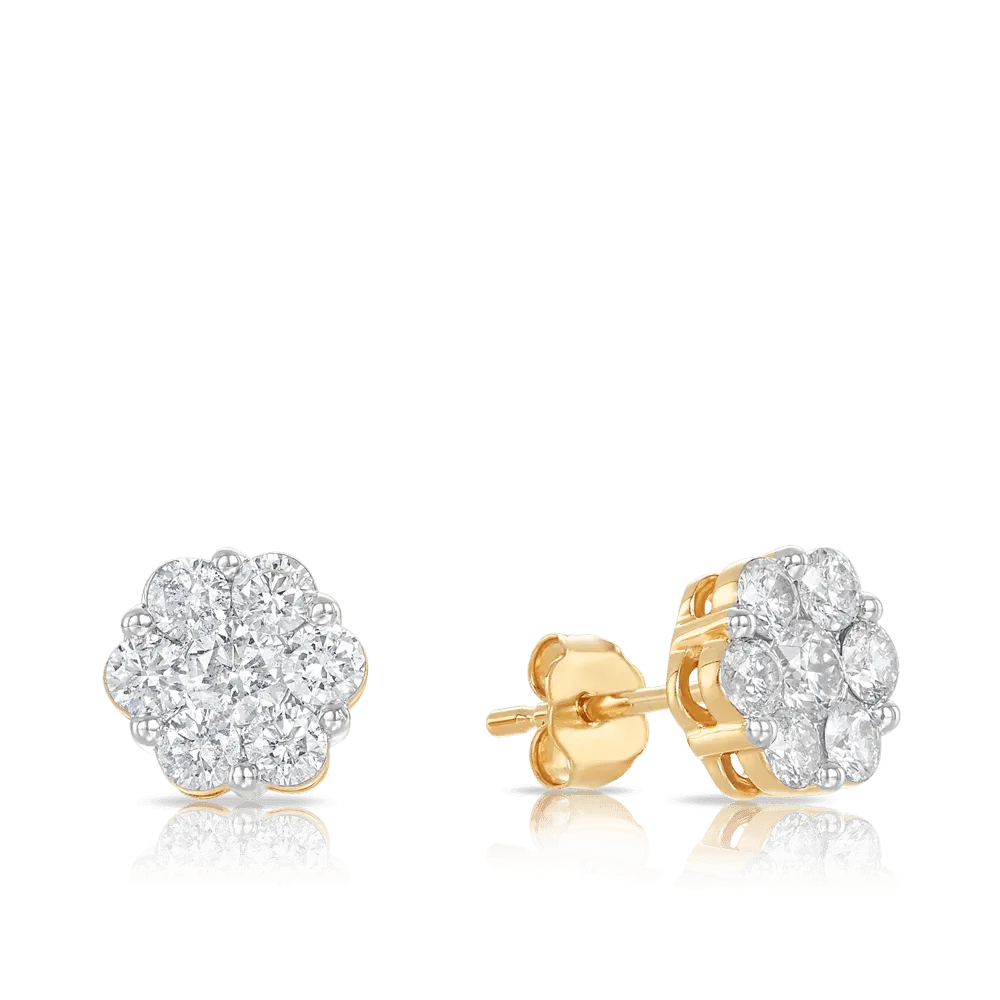 Diamond Stud Earrings in 9ct Yellow Gold