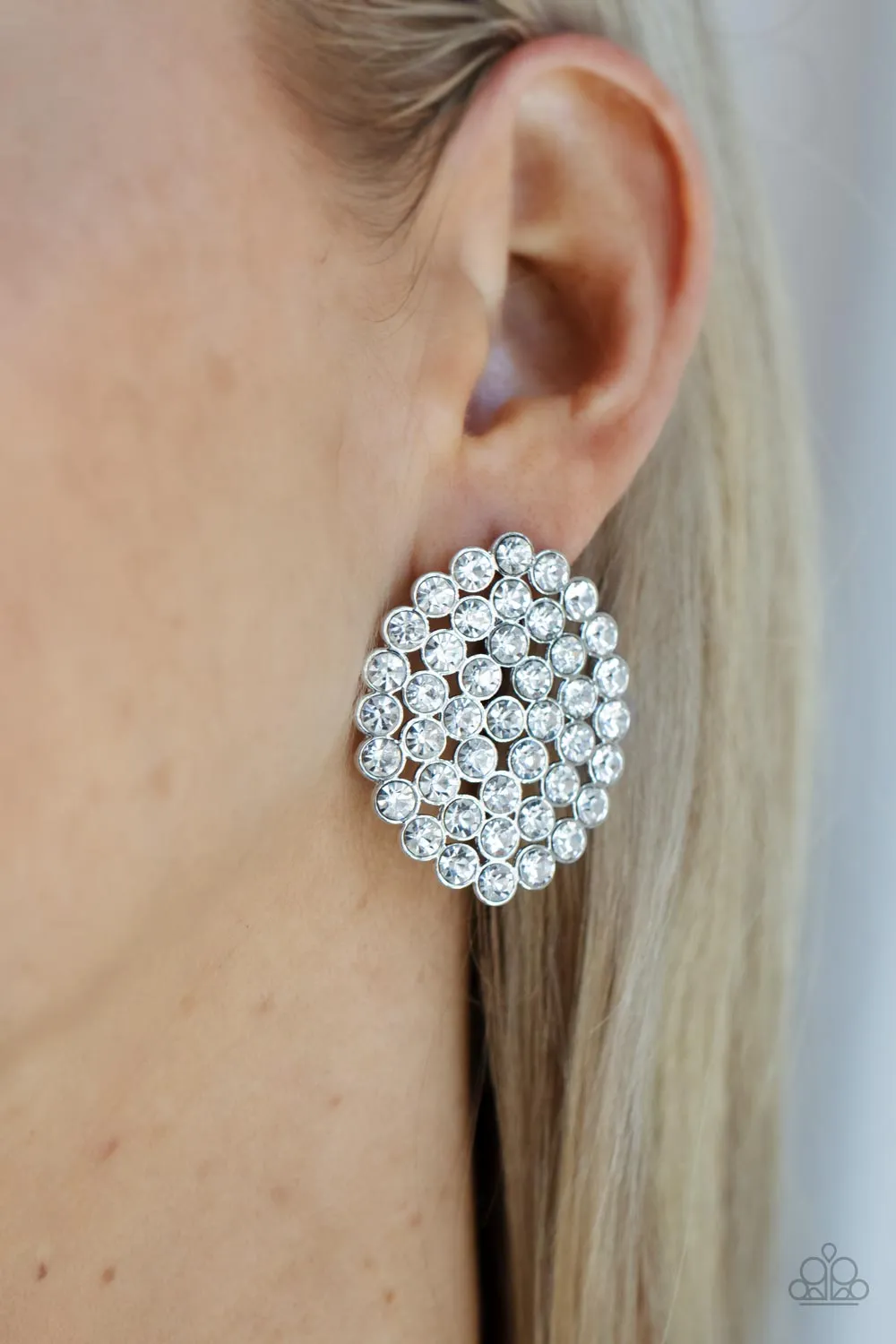 Drama School Dropout - White Rhinestone - Paparazzi Accessories