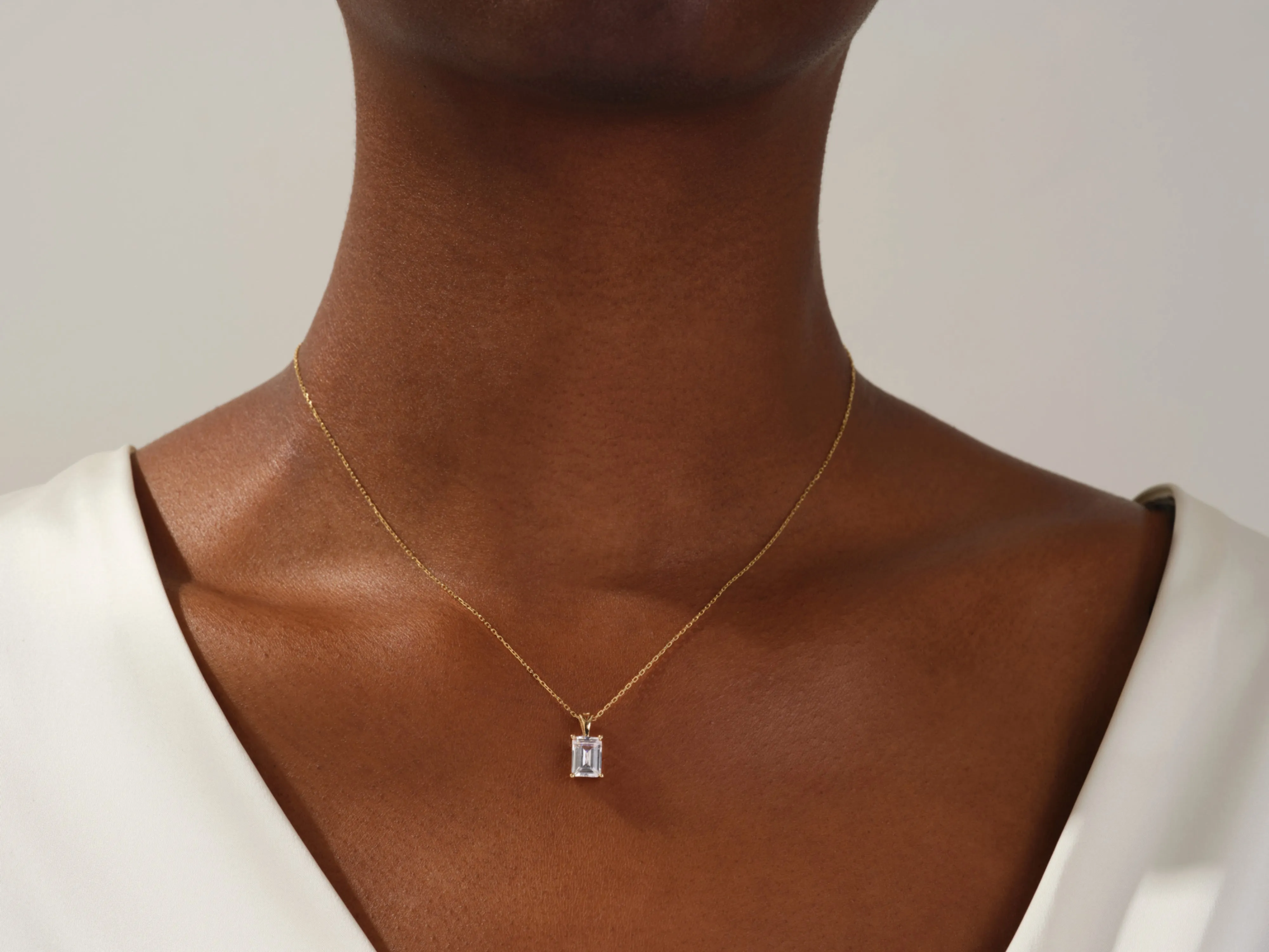 Emerald Cut Moissanite Solitaire Pendant (2.00 CT)