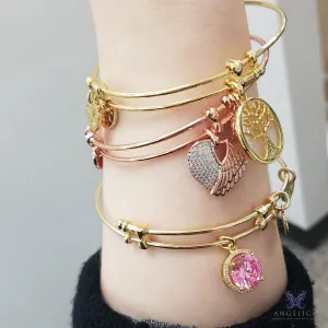 Finish Brass April Birthstone Angelica Bangle Bracelet, 7.25"