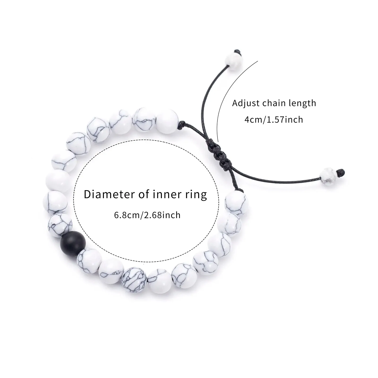 FTCY 2pcs/Set Couples Natural Stone Bracelets Black Pink Matching Lava Tiger Eye Beaded Yoga Jewelry for Men Women
