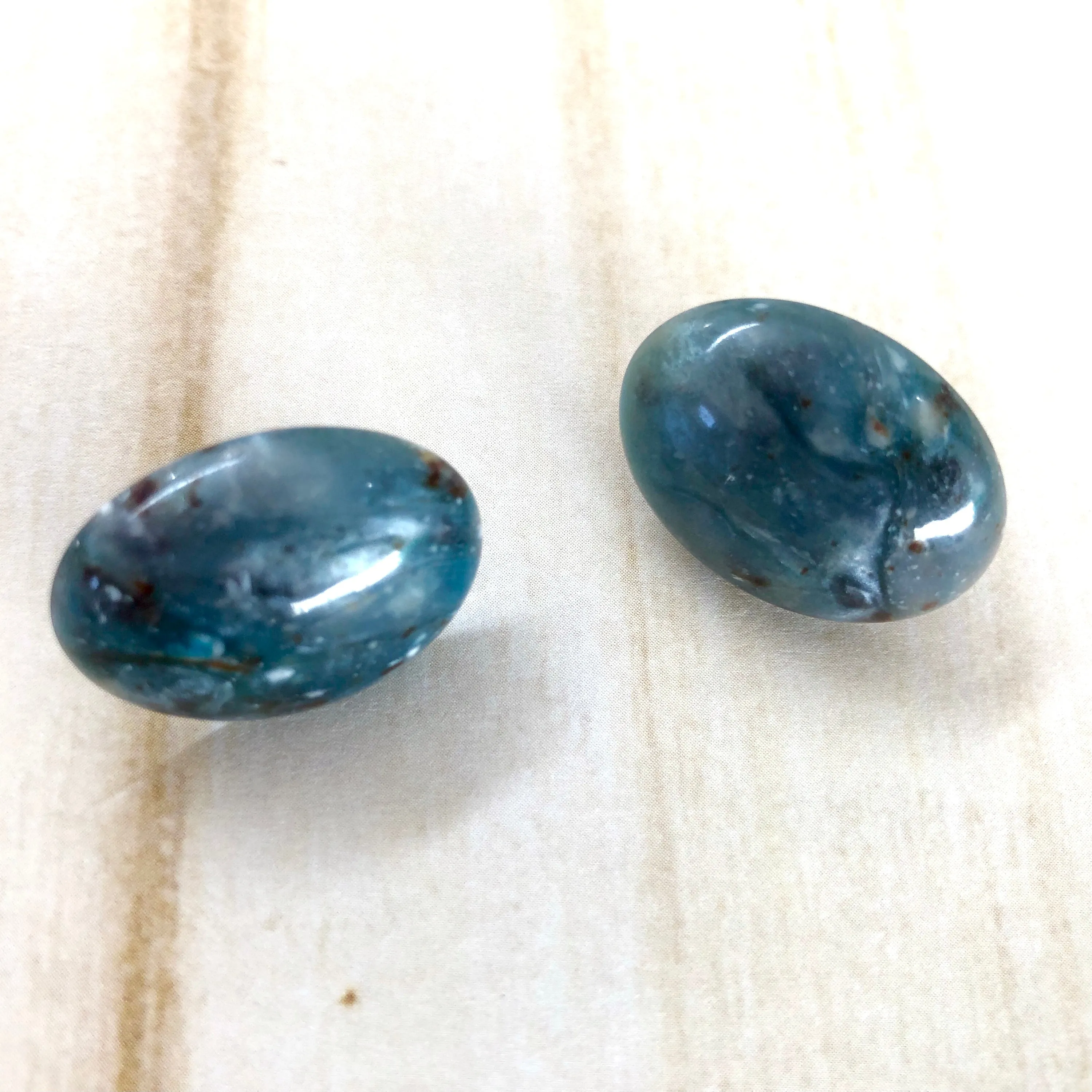Galaxy Blue Marbled Oval Button Stud Earrings