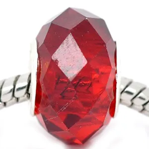 Glass Faceted Style Beads for Snake Chain Charm Bracelet (Red)