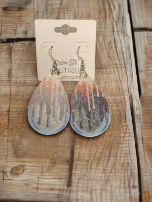 Glitter resin teardrop earrings