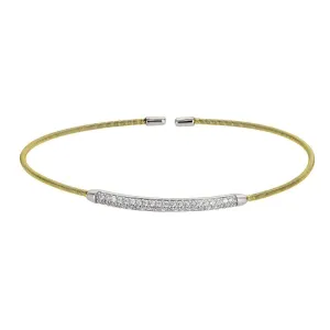 Gold Finish Sterling Silver Single Cable Cuff Bracelet - LL7005B-G/RH