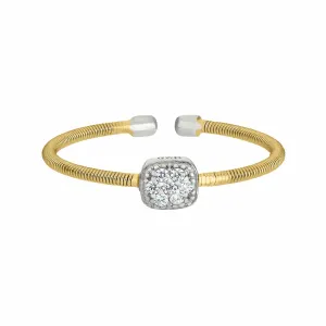 Gold Finish Sterling Silver Single Cable Cuff Ring - LL7018R-G/RH
