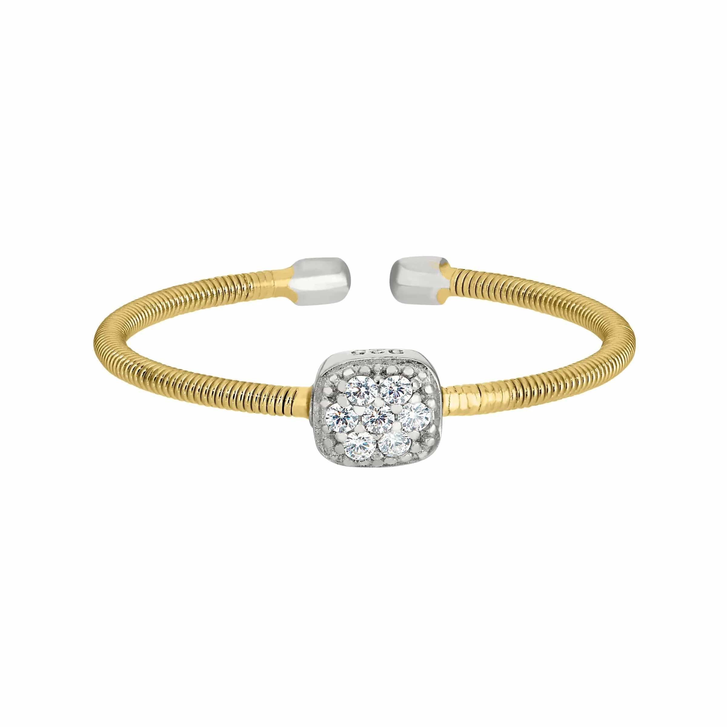 Gold Finish Sterling Silver Single Cable Cuff Ring - LL7018R-G/RH