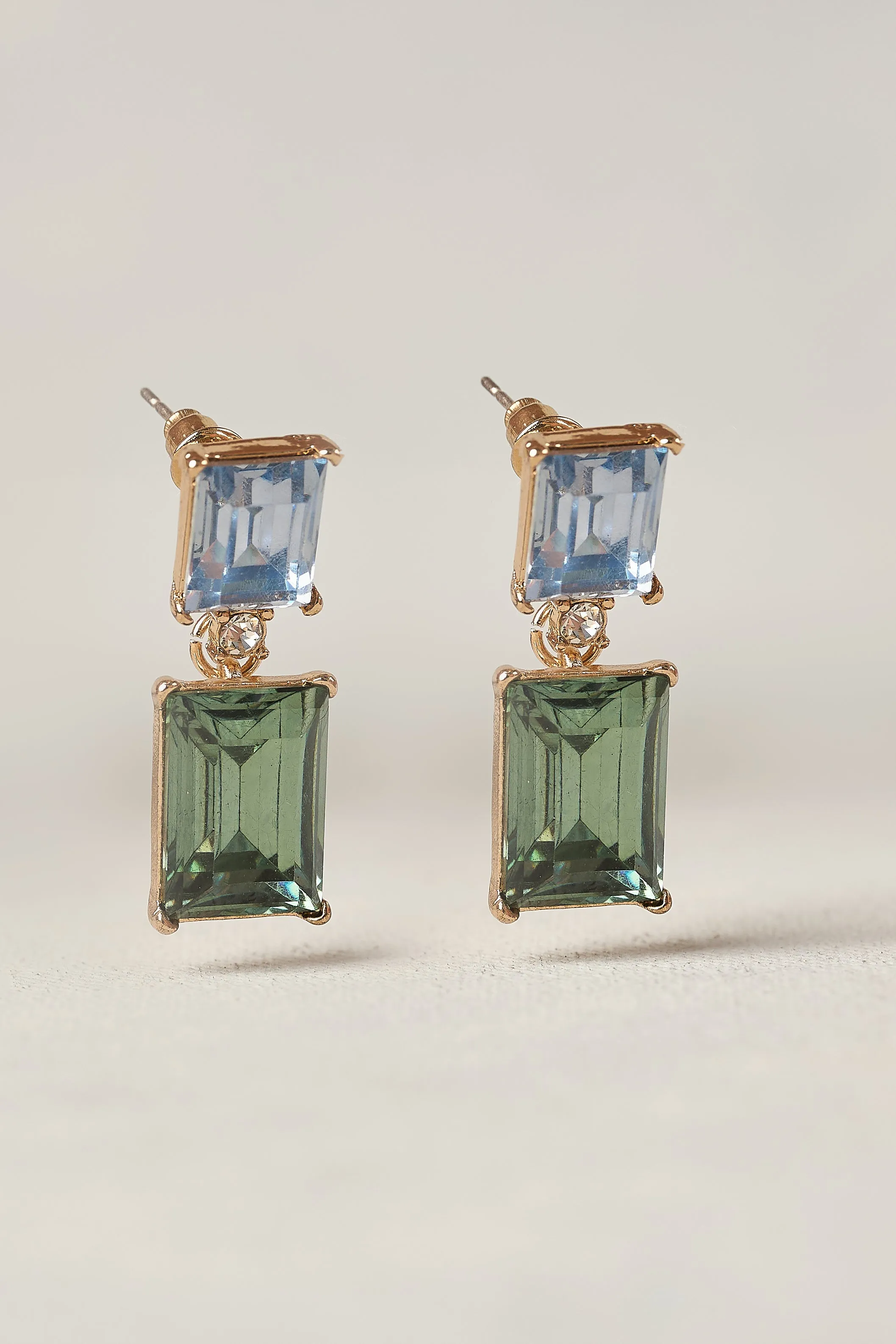 Gold Glass Stone Earrings