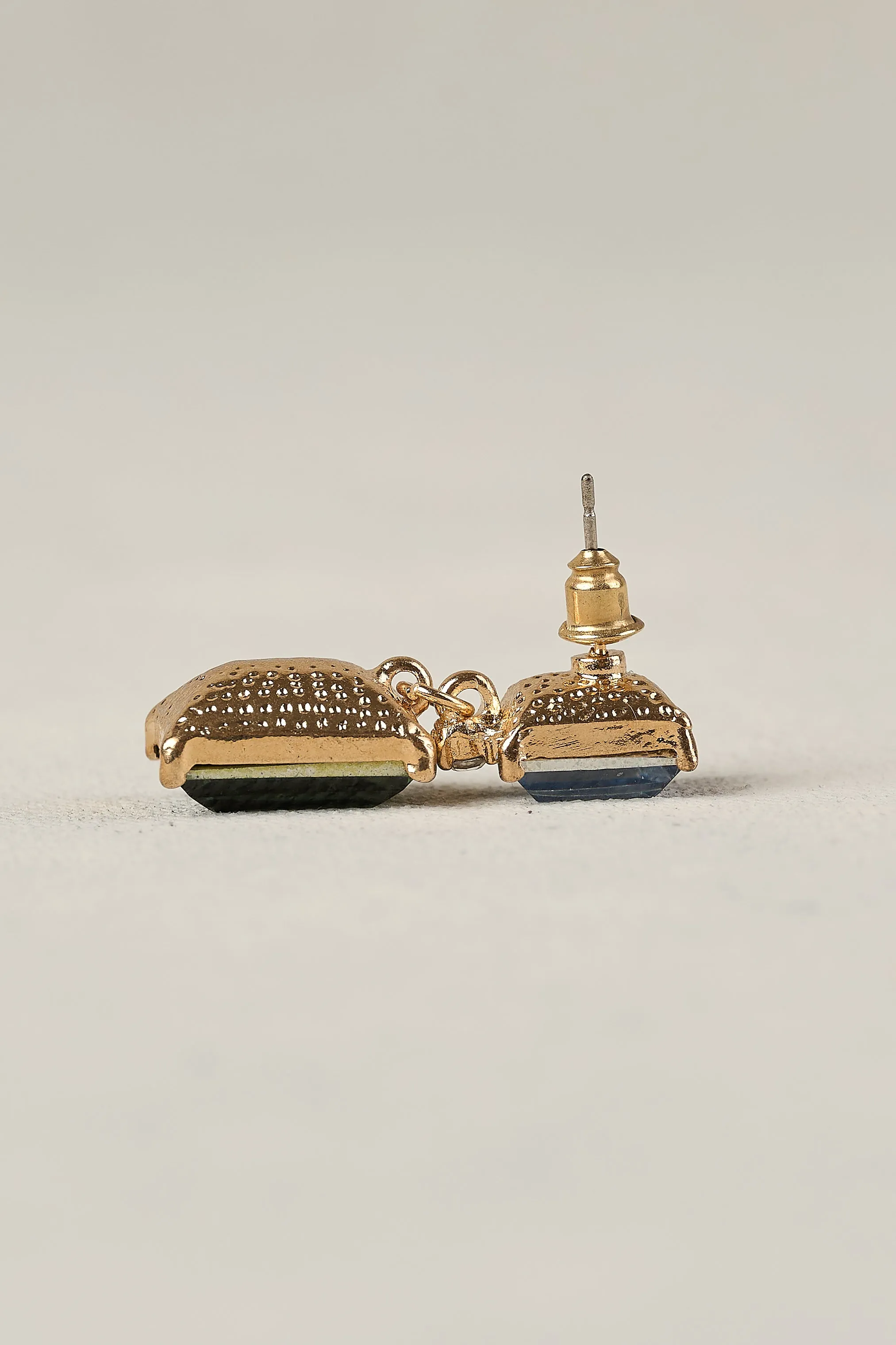 Gold Glass Stone Earrings