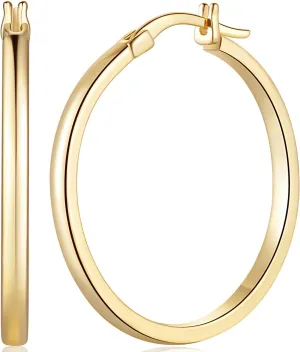 Gold Hoop Earrings 14K Gold Hoop Earrings for Women Lightweight Hoop Earring for Womens Earring Hoops 20/30/40mm
