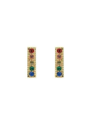 Gold Rainbow Stud Earrings