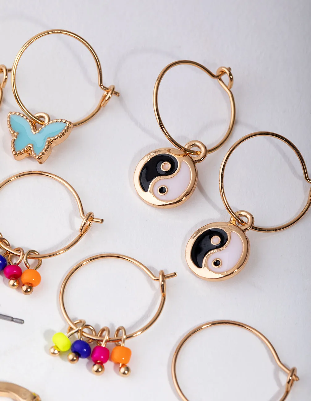 Gold Yin Yang Butterfly 6-Pack Earring