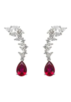 Henriette Teardrop Earrings Ruby Silver