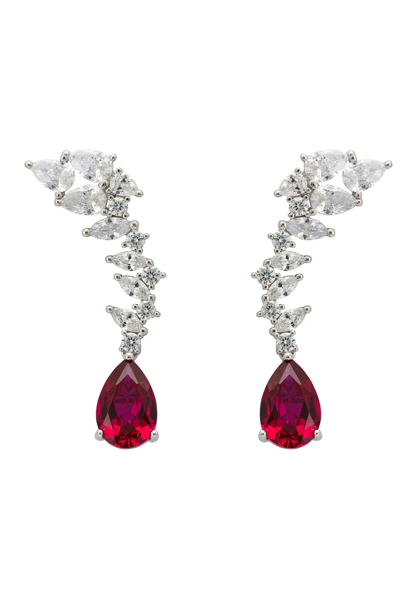 Henriette Teardrop Earrings Ruby Silver