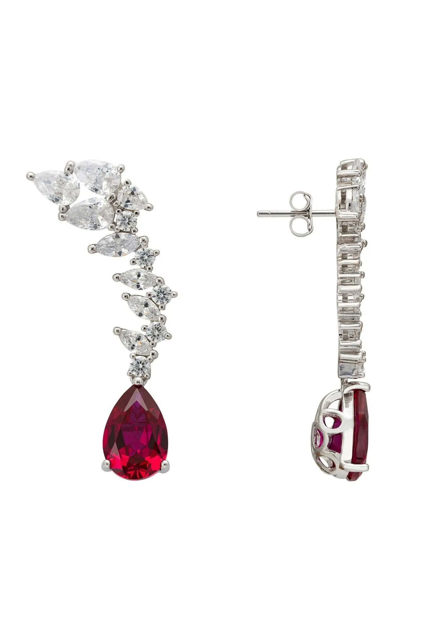 Henriette Teardrop Earrings Ruby Silver