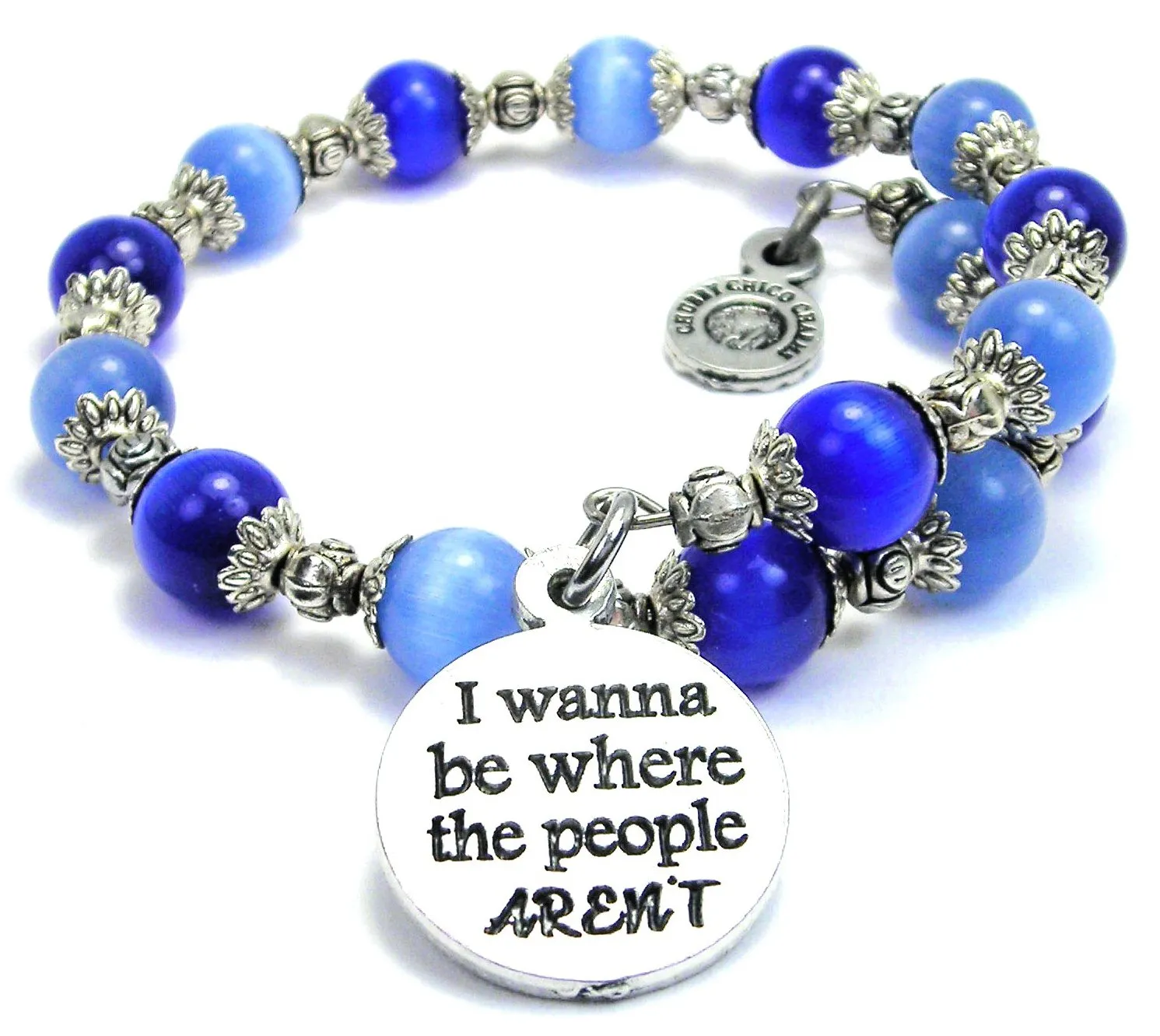 I Wanna Be Where The People Aren't Cat's Eye Beaded Wrap Bracelet