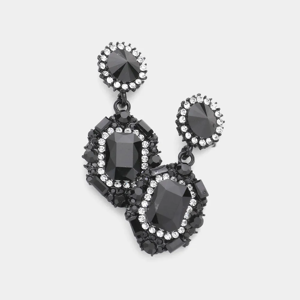 iLLASPARKZ Emerald Cut Crystal Evening Earrings