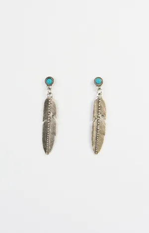 Indigo Drop Feather Studs