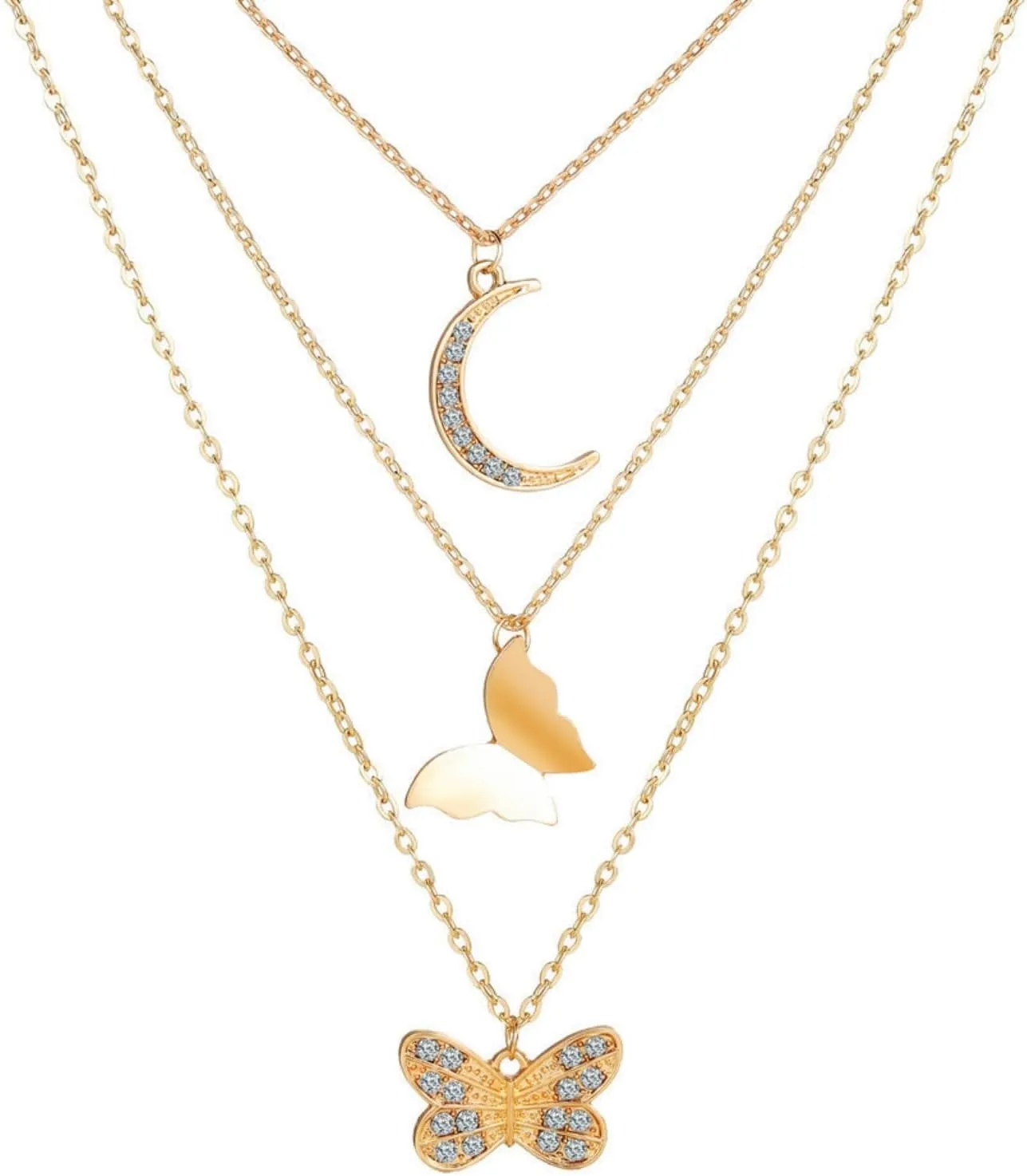 Layered Gold Plated Necklaces For Women Trendy Dainty Non Tarnish Chunky 14k Gold Layering Prom Necklace Set Gold Chain Choker Charm Necklace Stack For Woman
