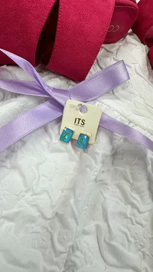 Light Blue Glass Crystal .5" Stud Earring